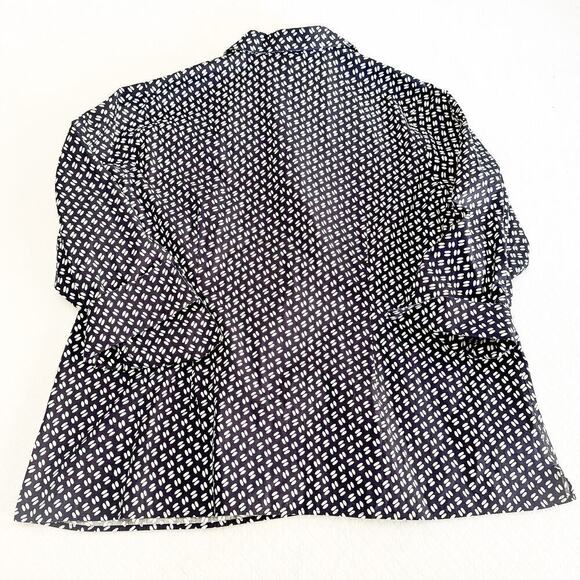 Land's End No Iron Pinpoint Oxford True Navy Print Long Sleeve Shirt Size 20 NWT - Picture 5 of 5